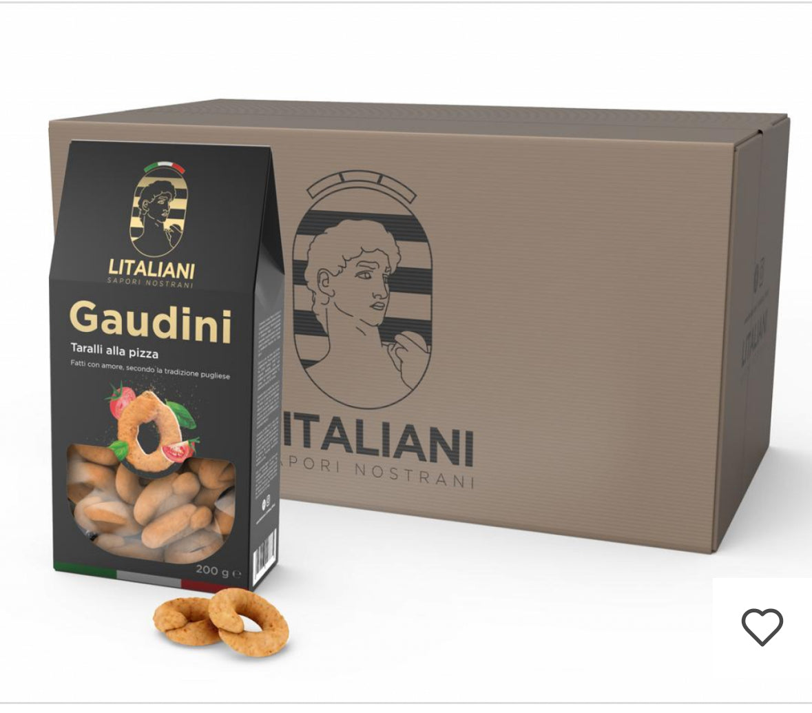 Gaudini - 24 paquets de taralli à la saveur de pizza 4800 g (24 paquets x 200 g)