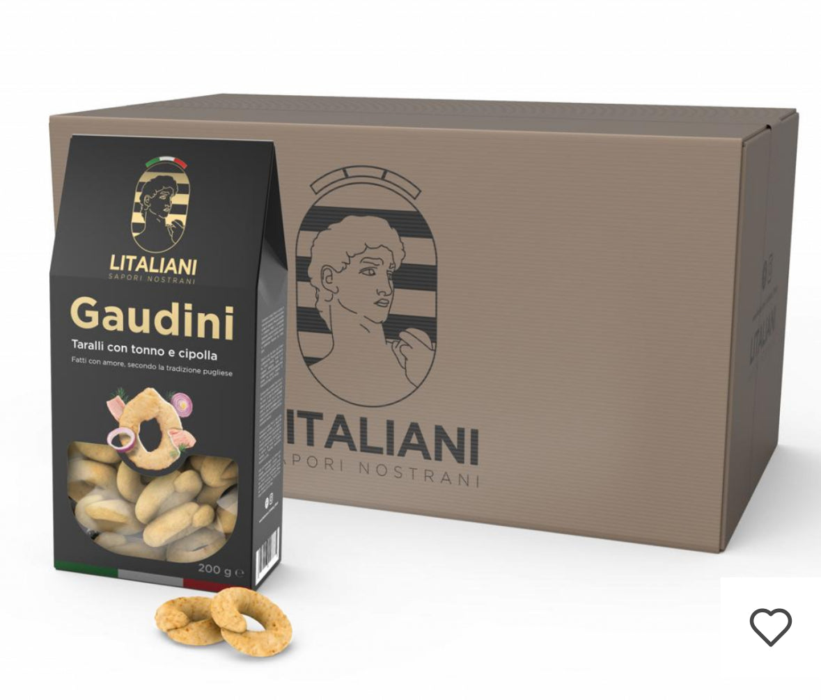 Gaudini - 24 paquets de taralli à l'oignon et thon 4800 g (24 paquets x 200 g)